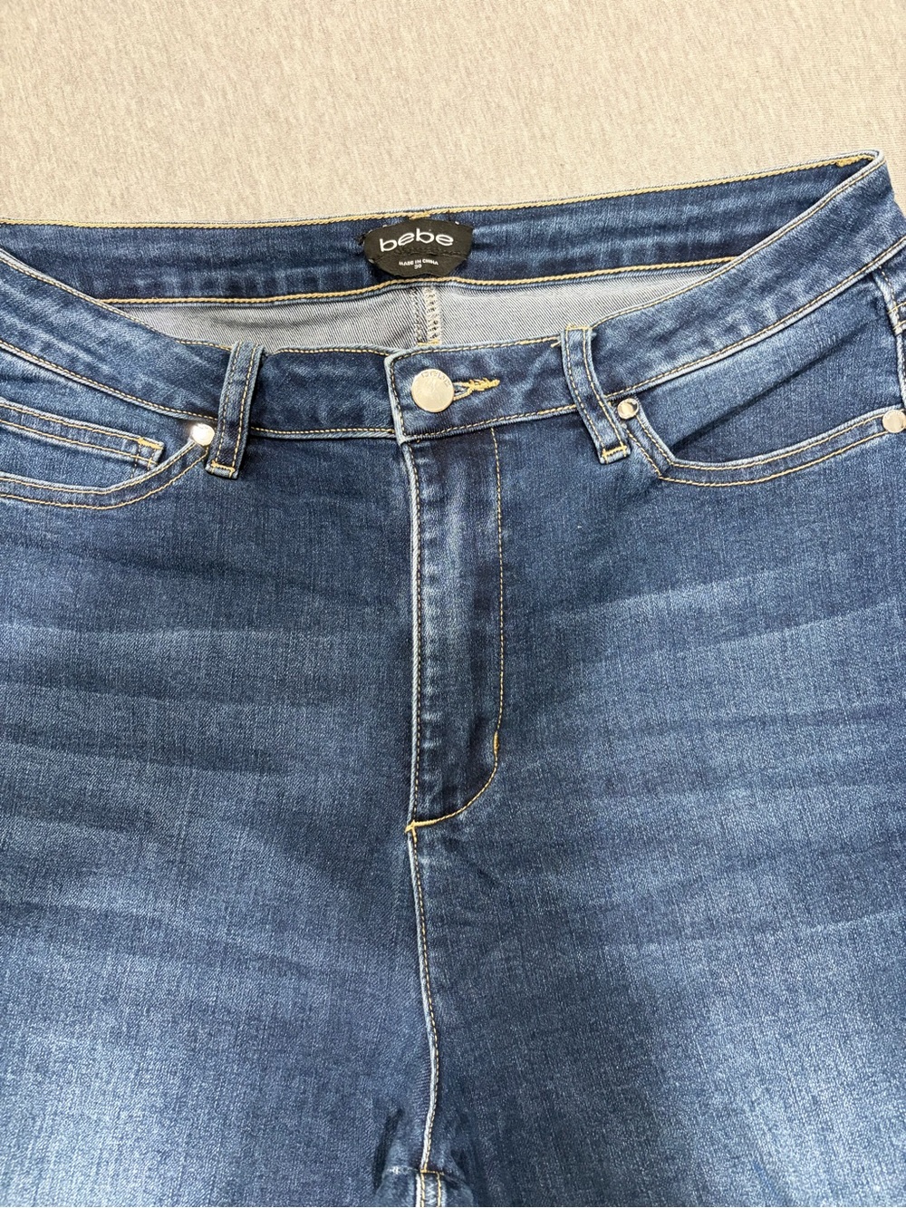 bebe Blue Ankle Jeans with Rhinestone Hem - Picture 6 of 6